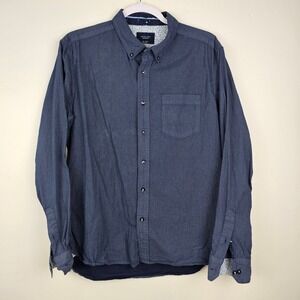 Level Ten Button Down Shirt‎ Mens M Blue Micro Dot Modern Long Sleeve Cotton